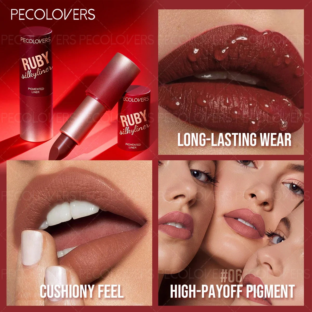 Qme Red Tube Lipstick | Waterproof, Non-Drying | 6 Shades Waterproof Lipstick Qme