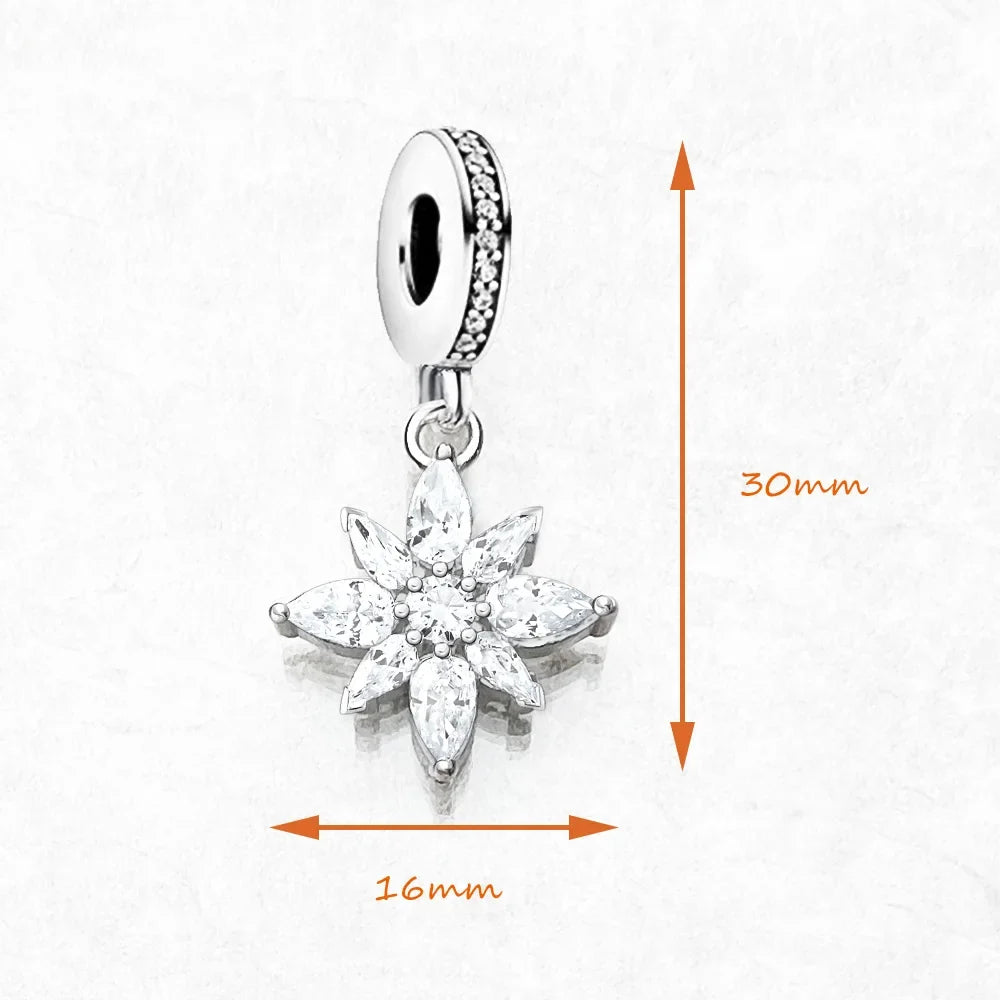 925 Sterling Silver Flower Charm Pendant Necklace for Women Charm Pendant Necklace Qme