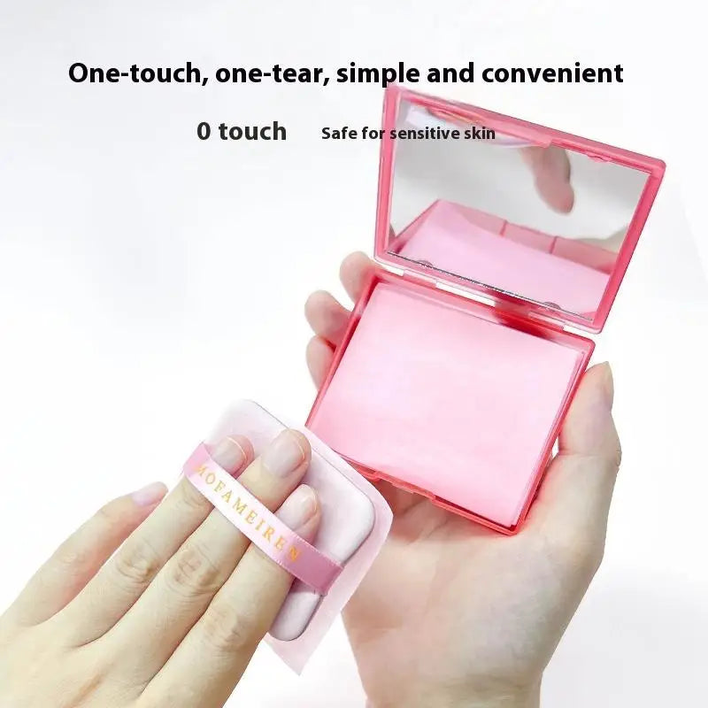100-Sheet Oil-Absorbing Papers with Mirror Case & Puff Facial Blotting Papers Qme