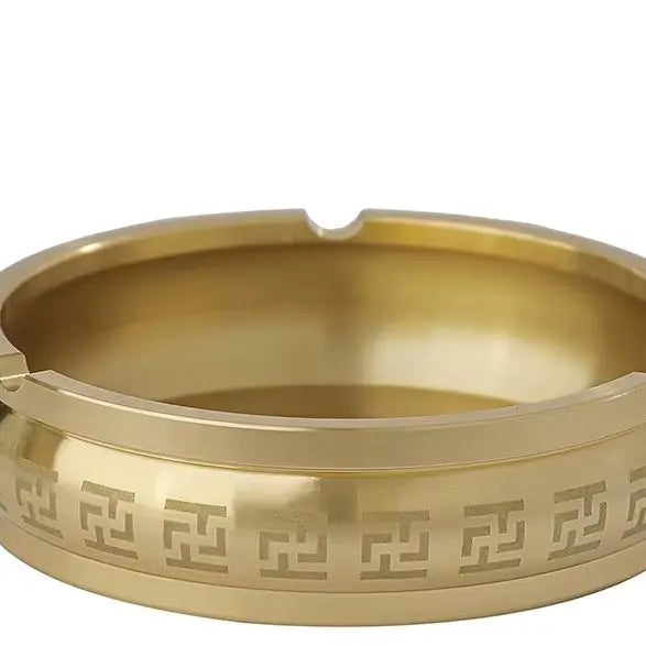 Round Brass Tabletop Ashtray – Portable Metal Holder Tabletop Ashtray Qme
