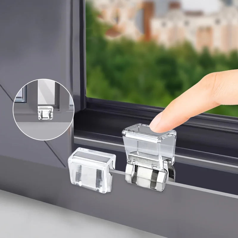 6-Piece Heavy-Duty Sliding Window Lock & Screen Fixing Clips Window Safety Clips Qme