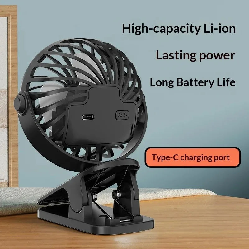 USB Rechargeable Clip Fan – Mini Portable Stroller & Desk Fan Clip Fan Qme