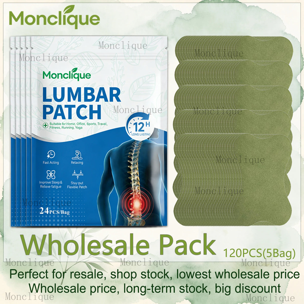 Natural Herb Lumbar Warming Patches – Self-Adhesive Back Stickers Herbal Warming Patch Qst Wholesale 120PCS