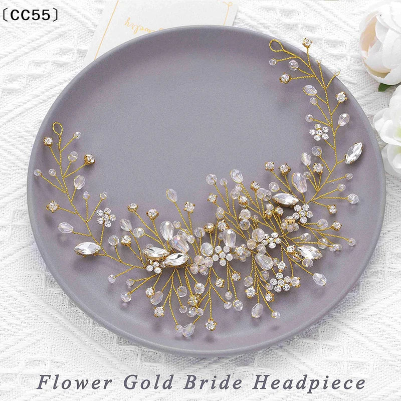 Crystal Floral Bridal Headband – Elegant Wedding Hair Accessory Bridal Headband Qst
