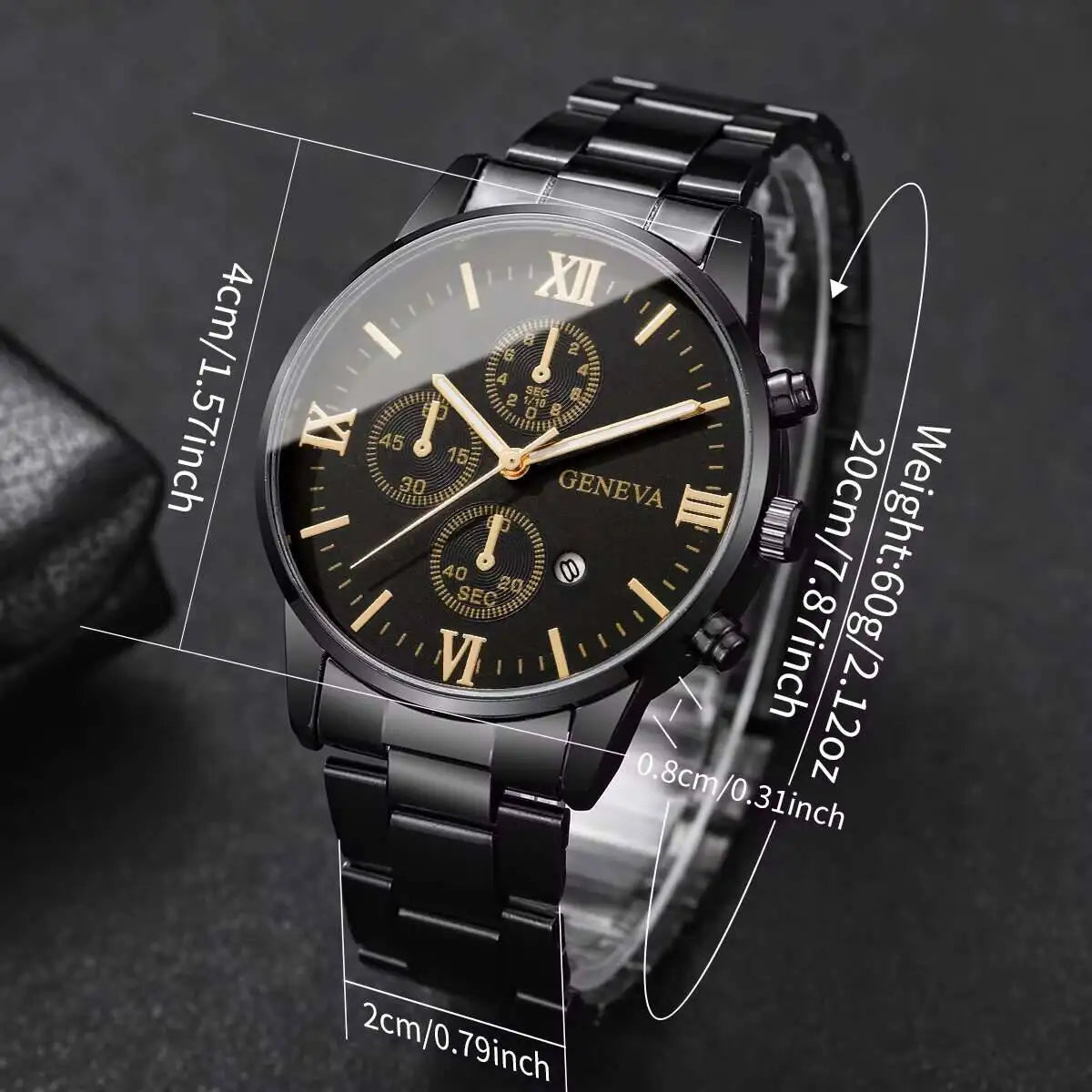 Men's Roma Dial Business Quartz Watch with Calendar Men's Quartz Watch Qme