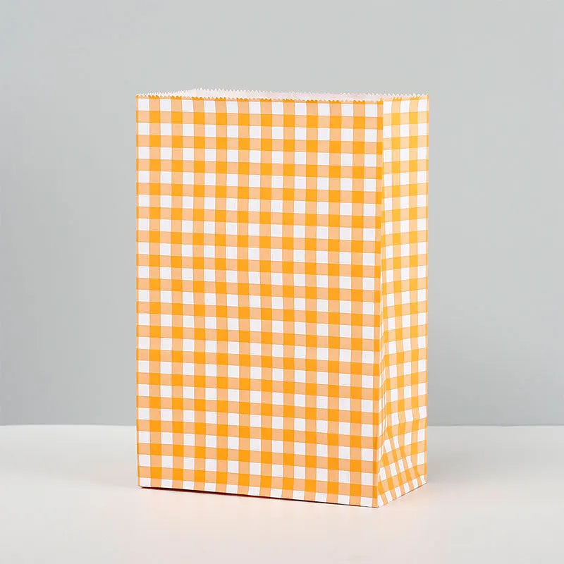 Checkered Kraft Paper Gift Bags – Holiday & Party Packaging Holiday Gift Bags Qme 15x8x23cm Orange