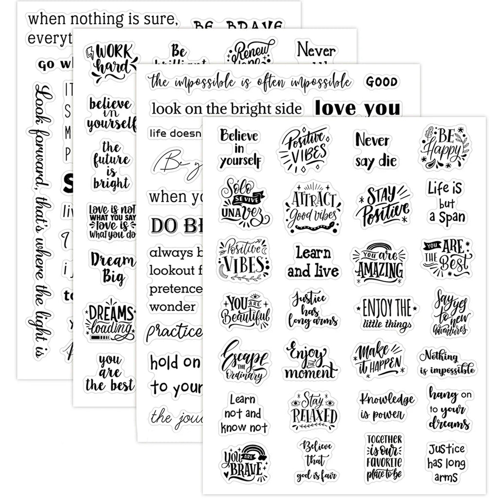 Inspirational Words & Phrases Stickers – 4 Sheets Scrapbooking Craft Sticker Set Qme Default Title