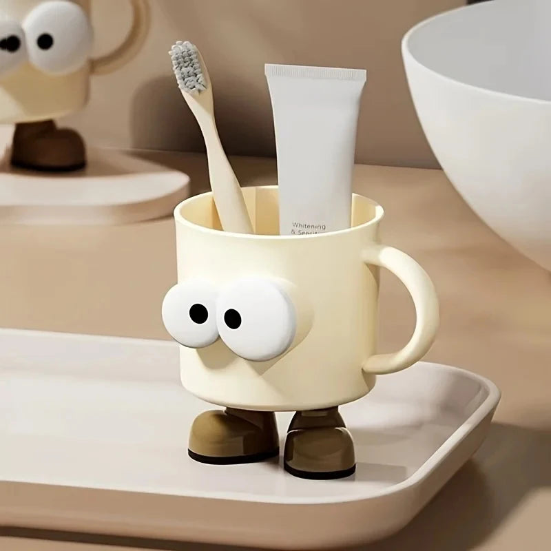 Cute Cartoon Toothbrush & Mouthwash Cup – Anti-Slip Bathroom Bathroom Cup Qst