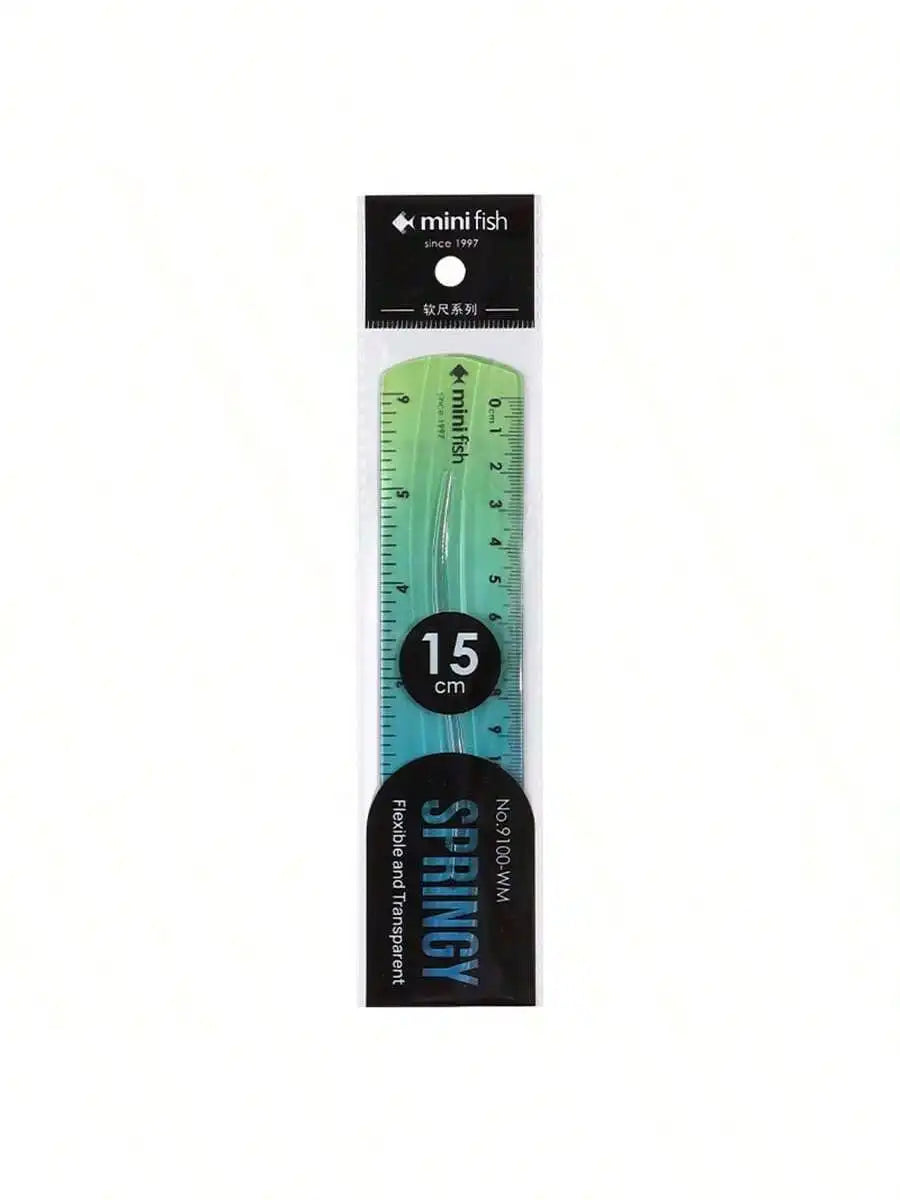 Flexible Rainbow Ruler 15cm/20cm – Dual Cm & Inch Scale Flexible Soft Ruler Qst 15cm-green