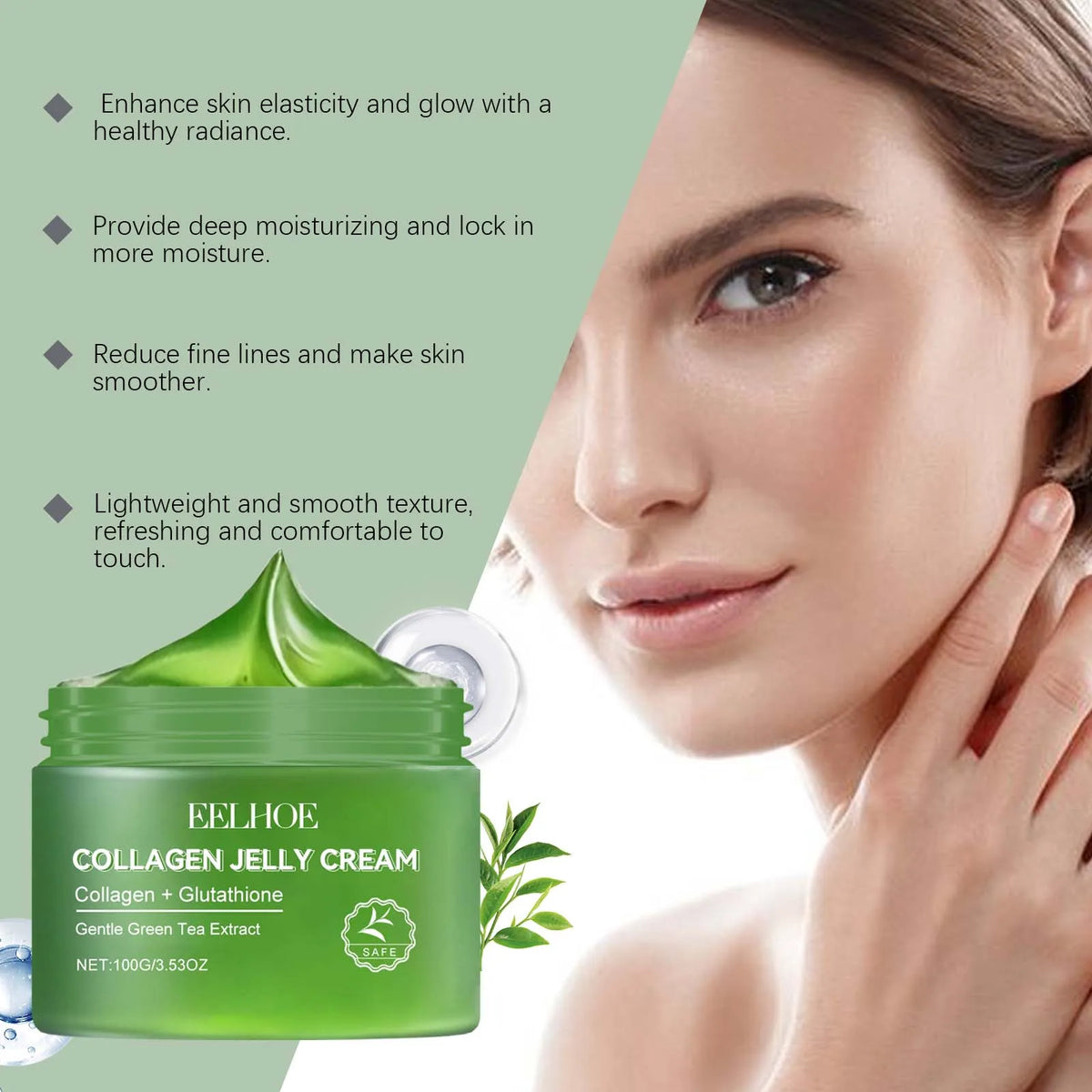 Green Tea Collagen Jelly Cream – Moisturizer & Pore Minimizer Jelly Face Cream Qme