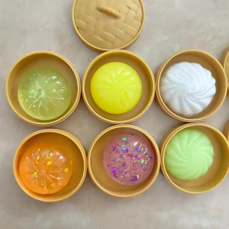 Mini Soup Dumpling Squishy Toy – Crystal Bun Slow Rise TPR Novelty Squishy Toy Qme