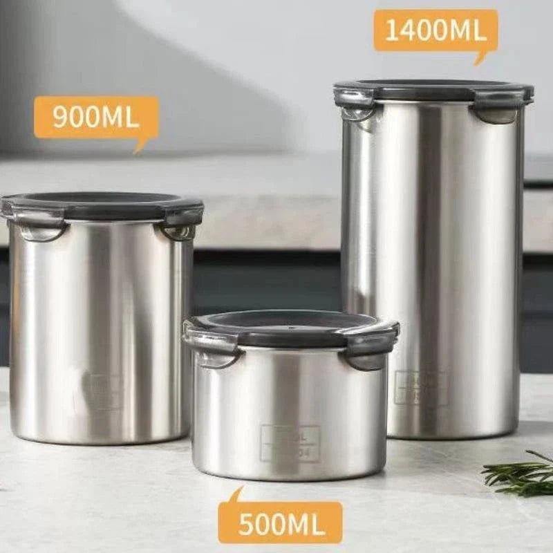 Stainless Steel Airtight Storage Jars | Kitchen Canisters Set Airtight Storage Jar Qme