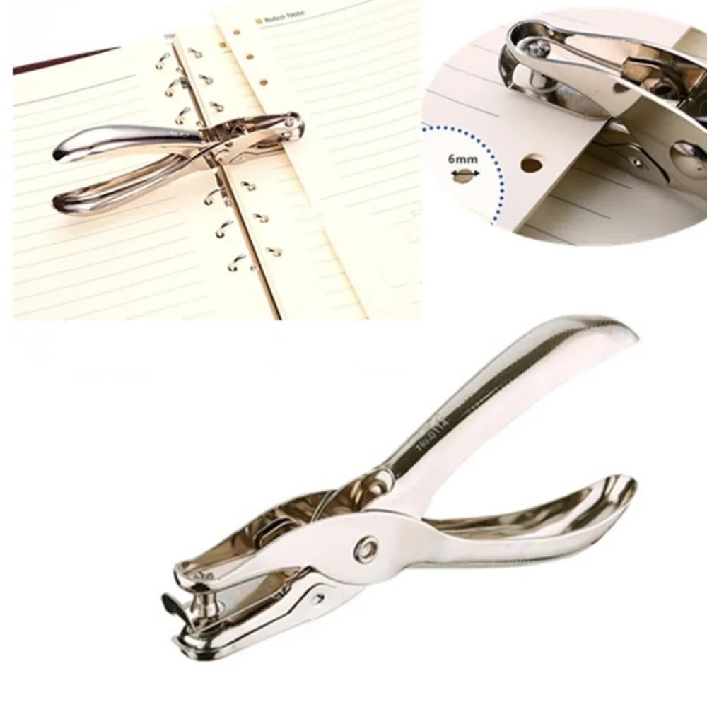 Metal Single Hole Punch – 8-Sheet Office Perforator, Silver Office Hole Punch Qme