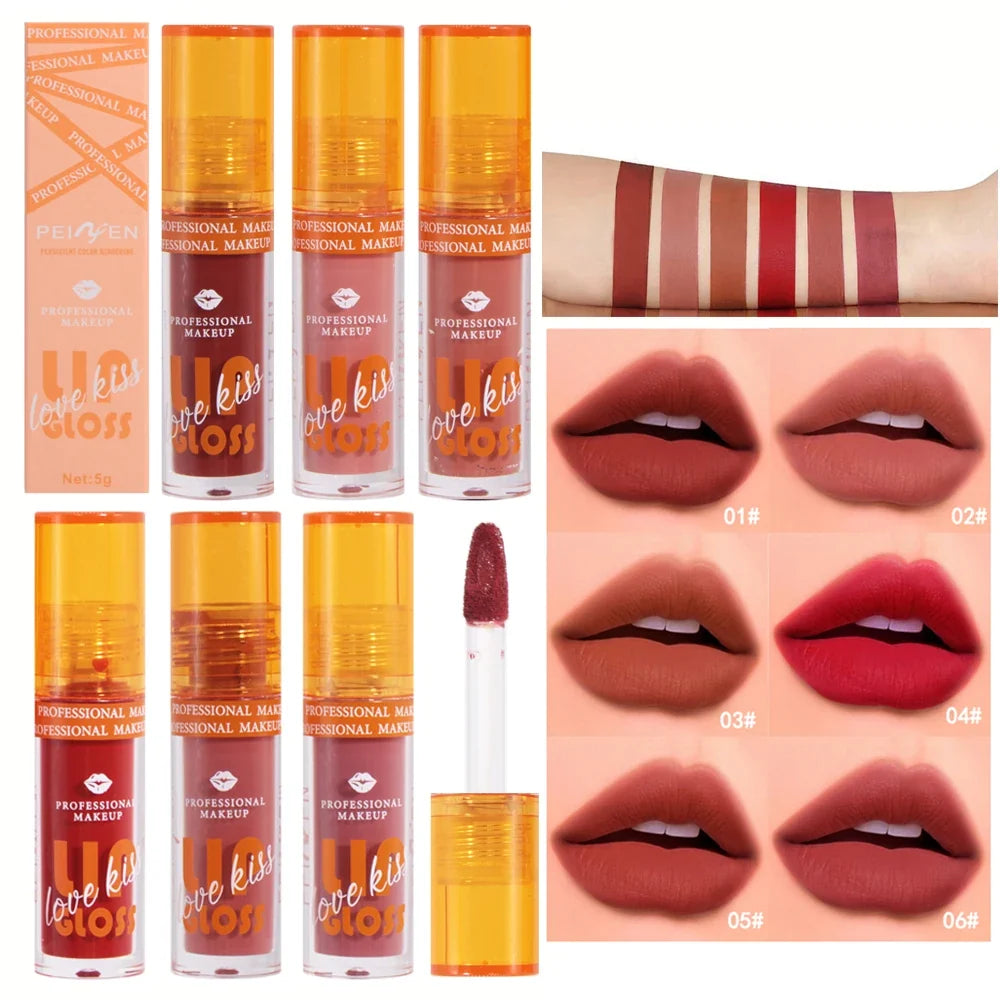 Matte Lip Gloss Berry Shades – Waterproof & Long-Lasting, 6 Colors Matte Lip Gloss Qme