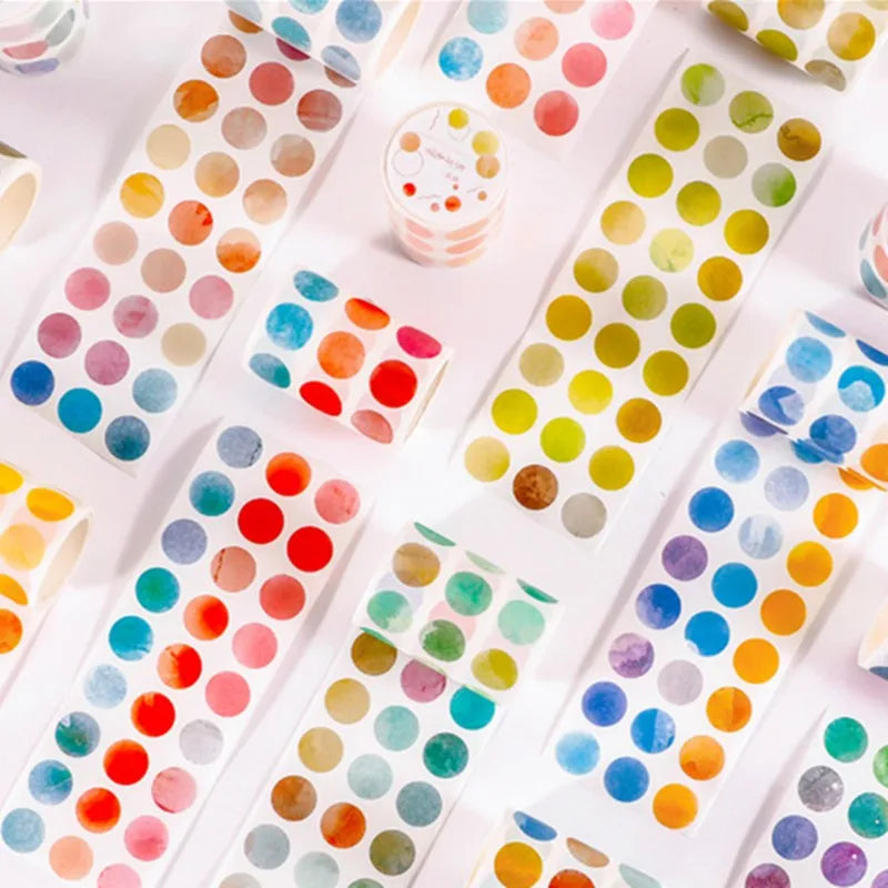 Watercolor Polka Dot Washi Sticker Roll for Junk Journaling Washi Sticker Roll Qme