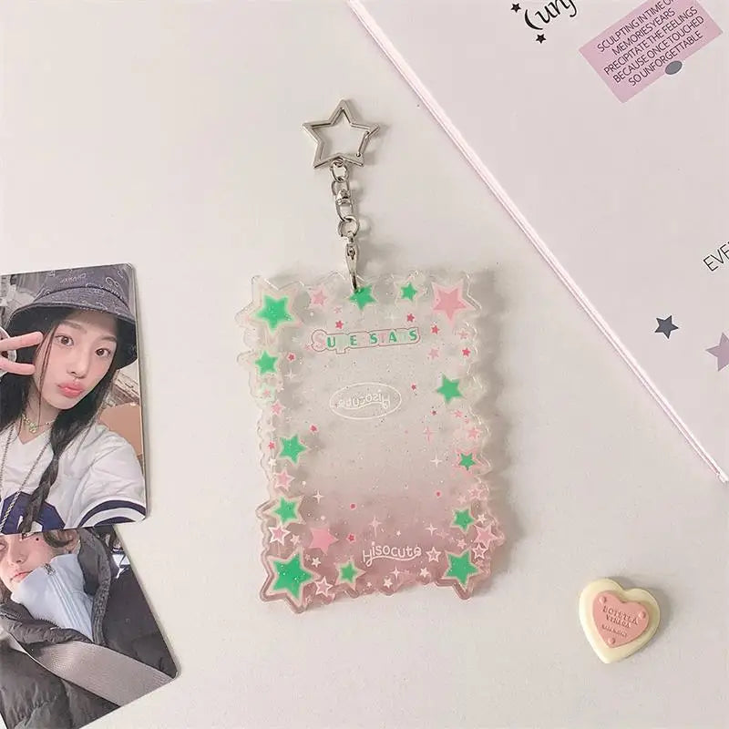 Star Gradient Photocard Holder Necklace – Acrylic Card Display Photocard Holder Pendant Qme Light pink