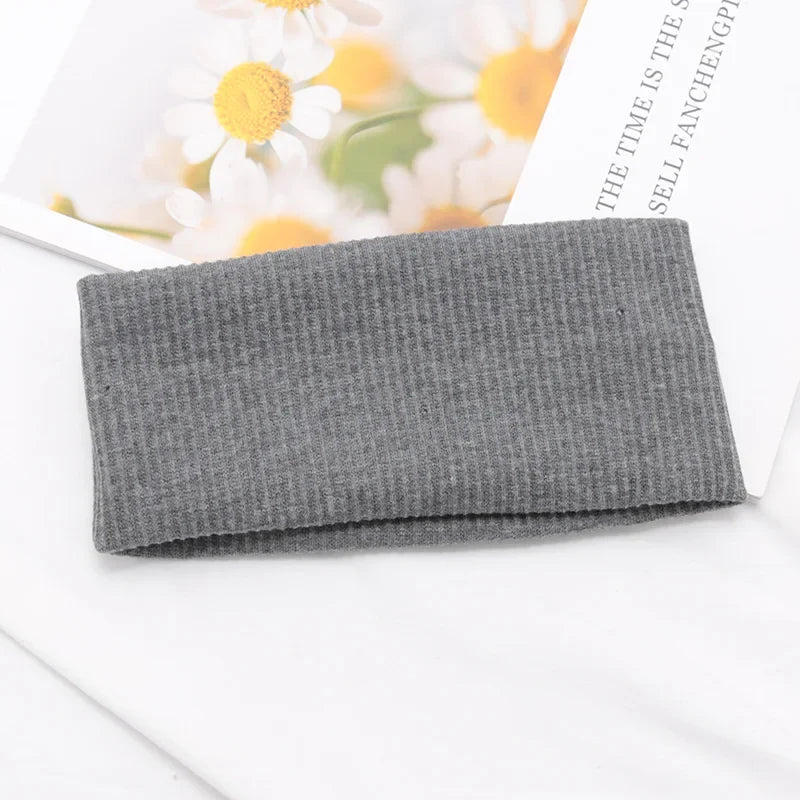 Women's Wide Elastic Headband – Organic Cotton Makeup Hair Hoop Wide Elastic Headband Qme Dark Grey One Size