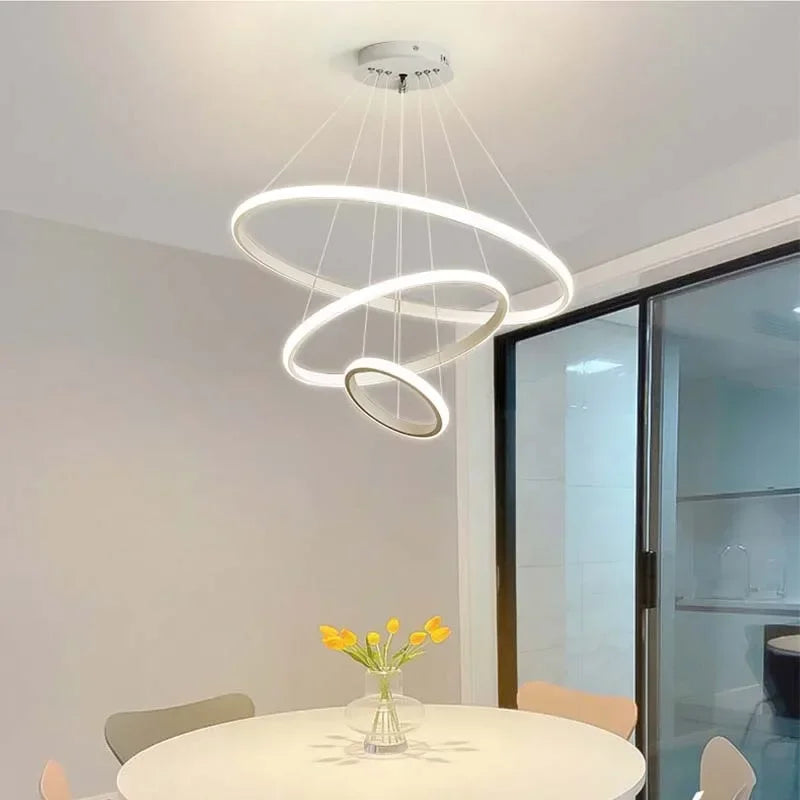 Modern LED Ring Chandelier – Dining Room & Living Room Light LED Ring Chandelier Qme