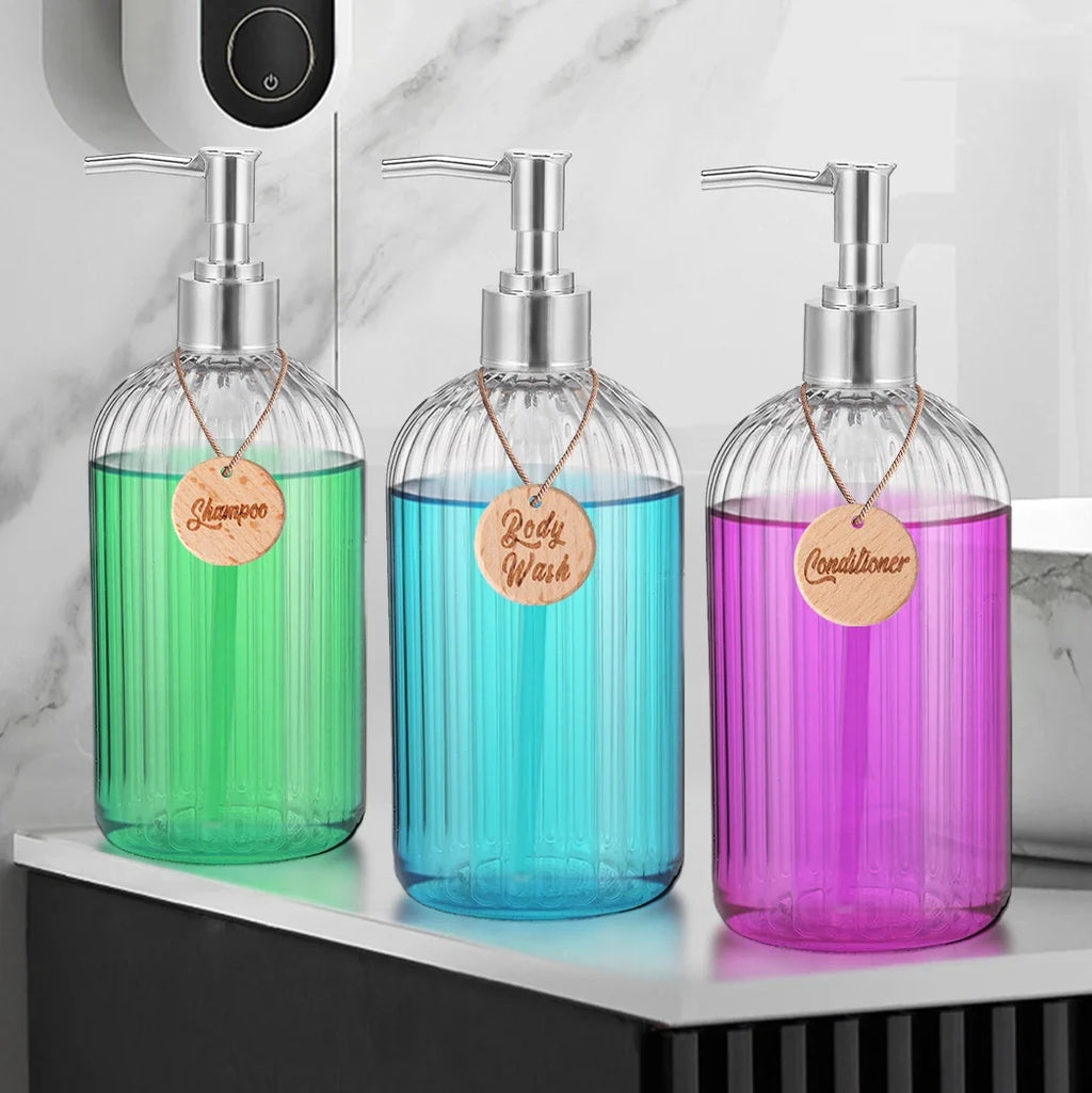 Modern 3-Bottle Refillable Shower Dispenser Set – 500ml Shower Dispenser Set Qme