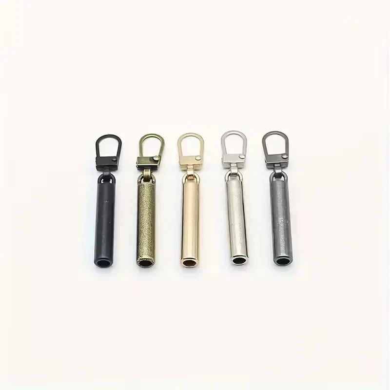 5-Piece Cylinder Metal Zipper Pulls – Black & Gold Alloy Set Zipper Pulls Qme 5pcs