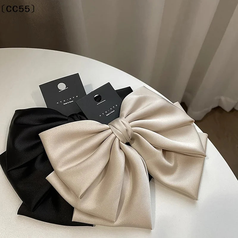 Elegant Satin Bow Hair Clip – Retro Spring Clip for Women Bow Hair Clip Qst