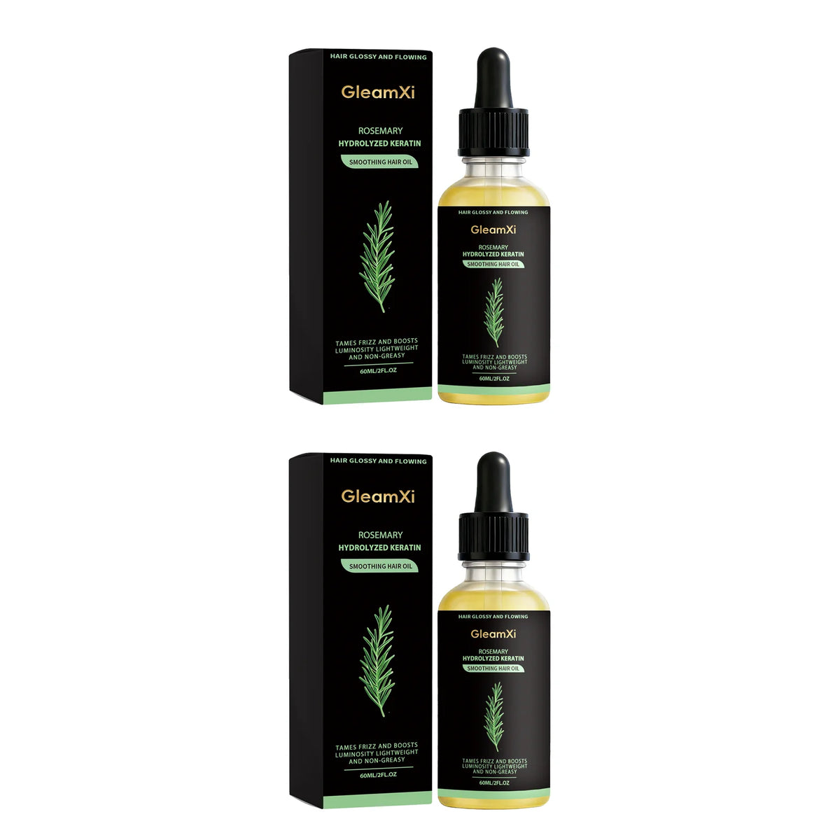 Gleamxi Rosemary Hair Growth Serum 60ml – Men & Women Hair Growth Serum Qst 2pcs