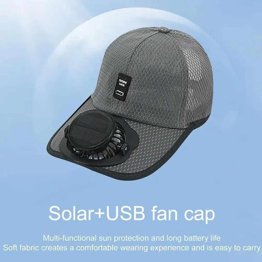 Solar Powered Fan Baseball Hat – Mesh Cooling Outdoor Cap Solar Fan Cap Qme