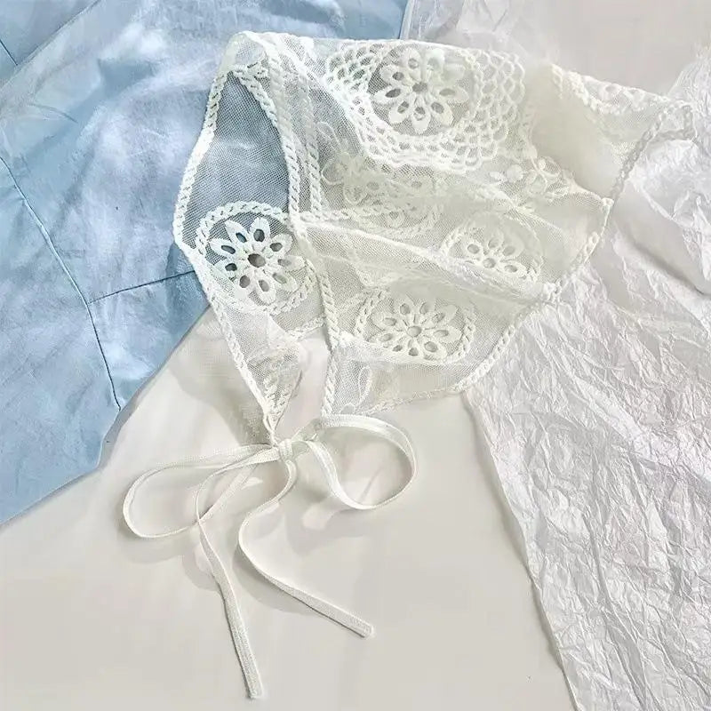 Women's White Lace Triangle Headscarf & Hair Wrap Lace Hair Headscarf Qst A2