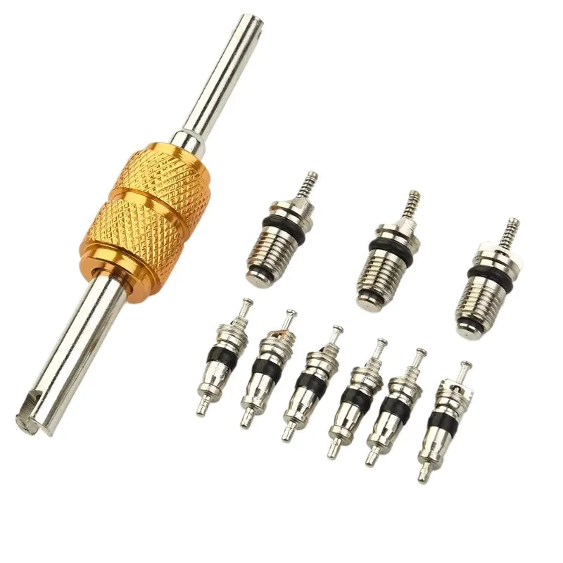 R134a AC Valve Core Remover Tool Kit – Copper & Brass 10-Pc AC Valve Core Tool Kit Qme