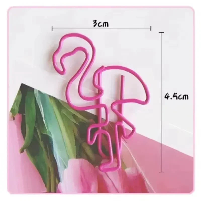 Cute Pink Flamingo Paper Clips Animal Bookmarks – 10 Pcs Animal Paper Clips Qme