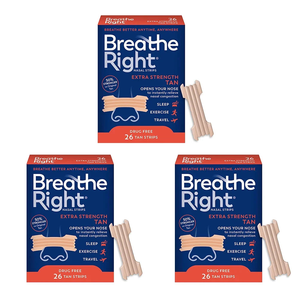 Extra Strength Tan Nasal Strips – Drug-Free Breathing Support Nasal Breathing Strips Qme 3 boxes