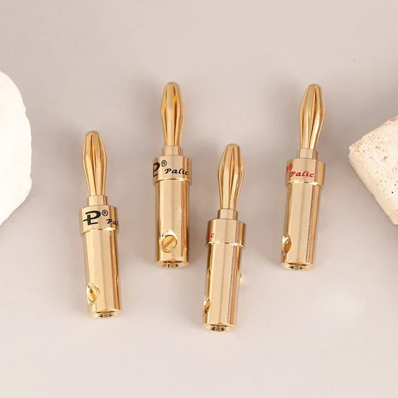 Gold-Plated Copper Cross Banana Speaker Plug Connectors 2pcs Banana Speaker Plug Qme