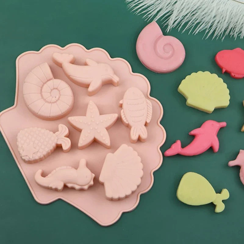 Ocean Silicone Mold – Dolphin & Mermaid Chocolate & Candy Mold Silicone Baking Mold Qme