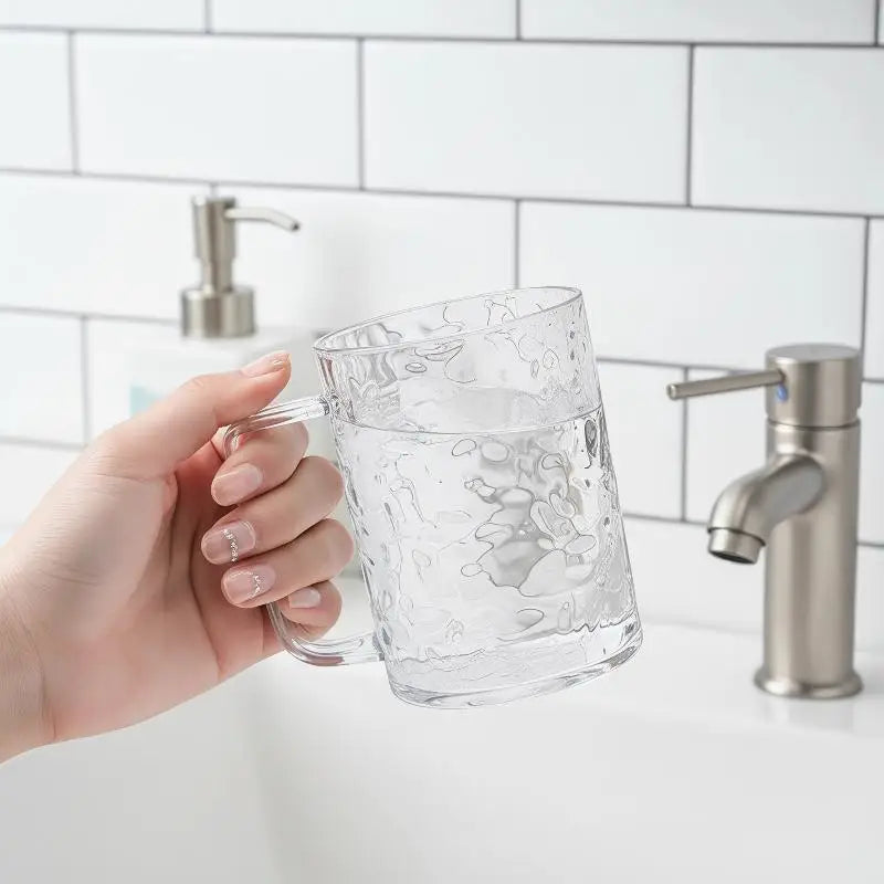 Transparent Plastic Toothbrush Cup with Handle | Multipurpose Toothbrush Cup Qst