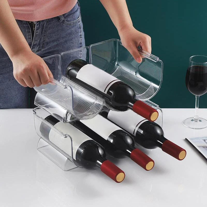 Stackable Wine Bottle Rack – Clear Counter Storage Stand Wine Bottle Rack Qst