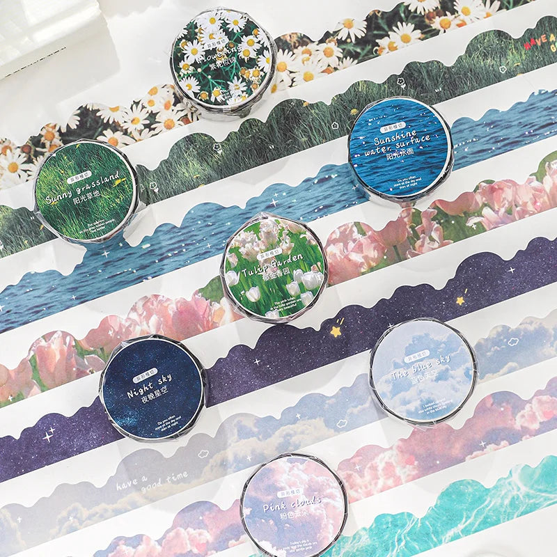 Decorative Washi Tape – Floral, Cloud & Starry Sky Designs Decorative Washi Tape Qme