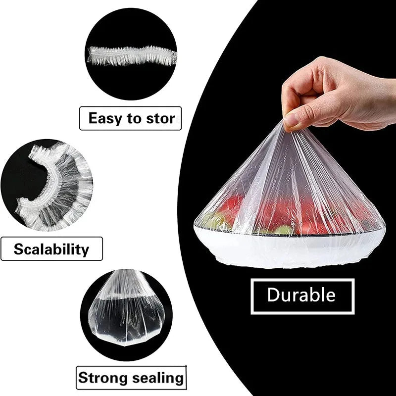 Disposable Plastic Food Cover Wraps – 100pcs Fridge Storage Food Cover Wrap Qme