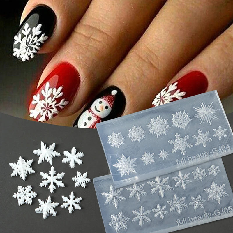 Christmas Snowflake Nail Art Silicone Mold – 3D Stamping Plate Nail Art Mold Qst