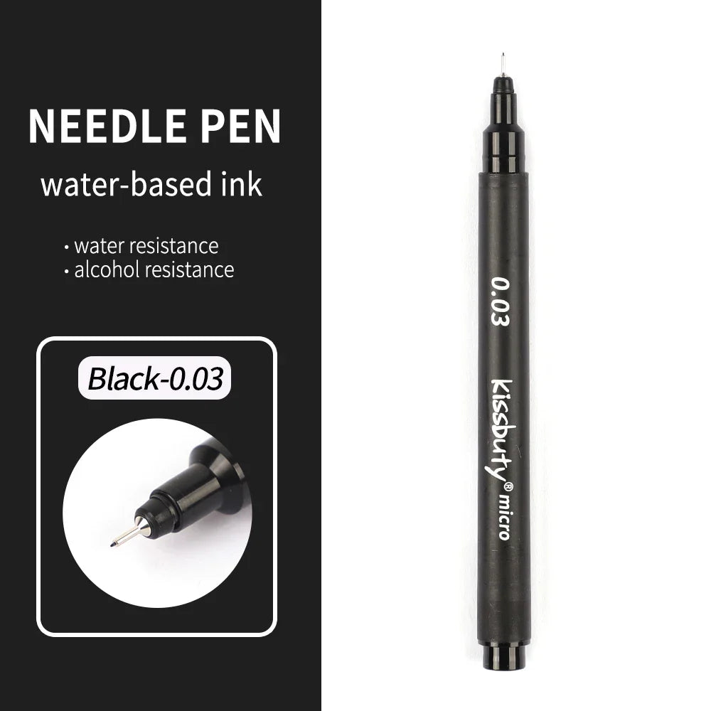 Micro-Pen Fineliner Pens Pigment Liner Archival Ink Set Fineliner Pen Set Qme 0.03-Black