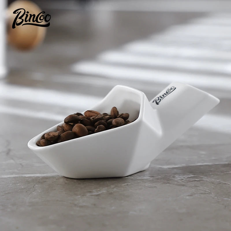 Bincoo Ceramic Coffee Bean Spoon & Weighing Saucer 20g Coffee Dosing Spoon Qst