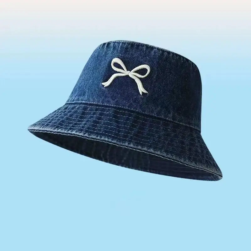 Women's Washed Denim Bucket Hat – Retro Wide Brim Sun Cap Bucket Hat Qst A6