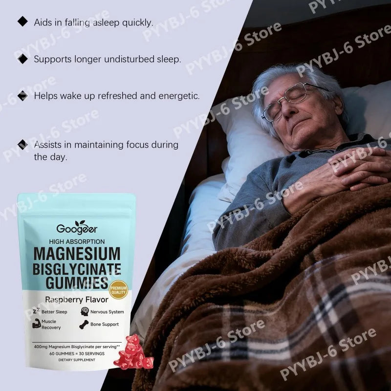 Magnesium Bisglycinate Gummies 400mg Raspberry – 60 Count Magnesium Supplement Qst