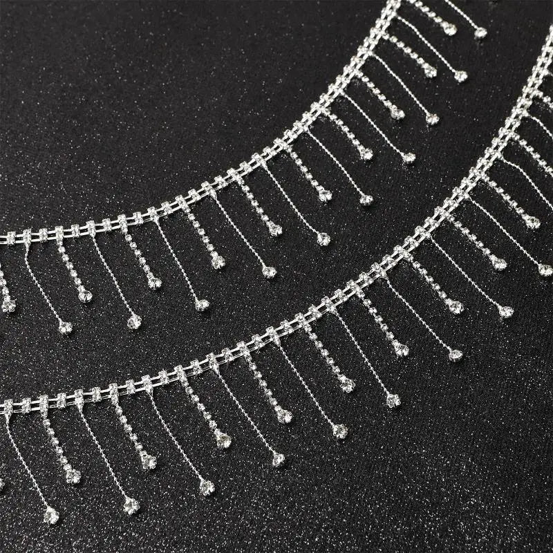 Rhinestone Fringe Trim Crystal Tassel Chain – DIY Sewing Rhinestone Fringe Trim Qst O