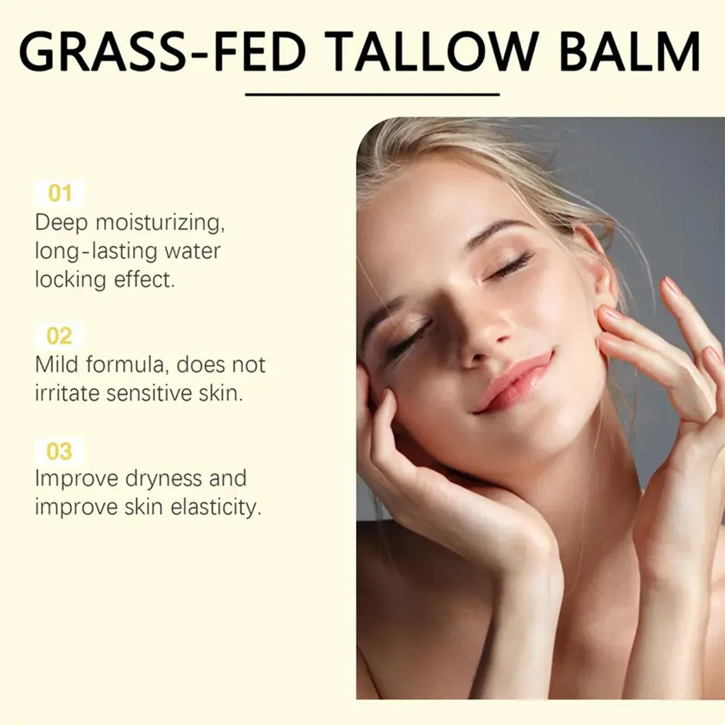 Grass-Fed Tallow Balm Bee Venom & Caffeine Unscented Moisturizer Face & Body Balm Qme