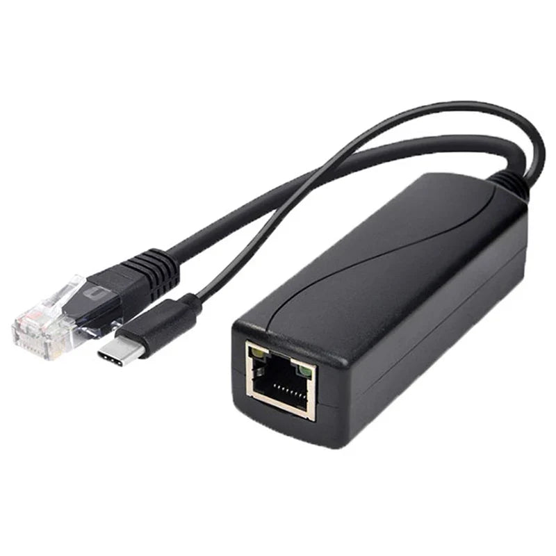USB Type-C PoE Splitter 48V to 5V | IEEE 802.3af Ethernet PoE Splitter Adapter Qme