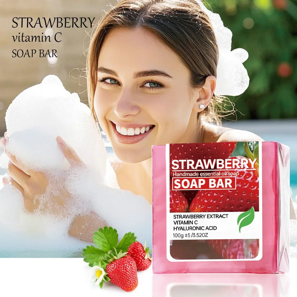 Strawberry Puree Essential Oil Handmade Face & Body Soap Handmade Cleansing Soap Qme
