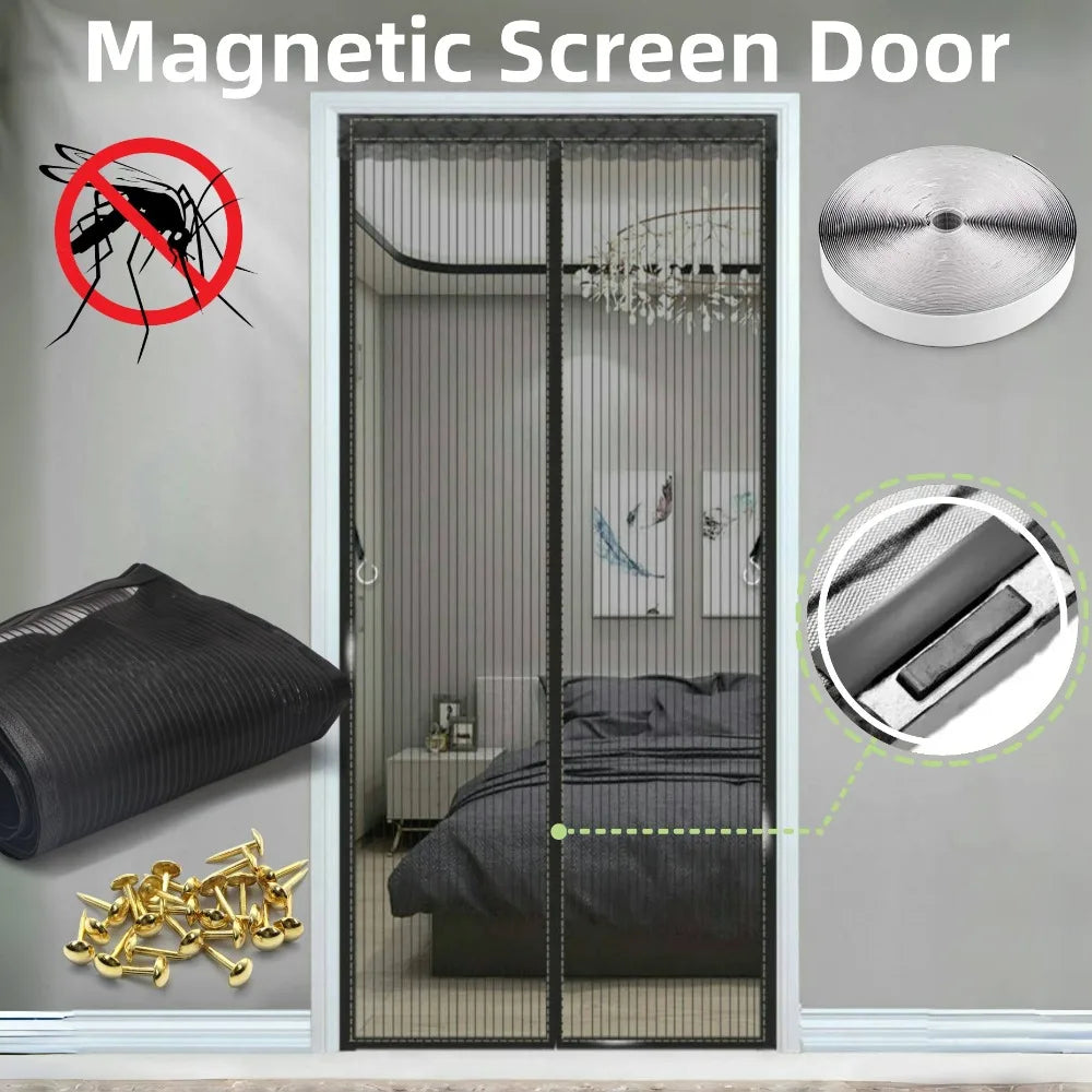 Magnetic Screen Door Curtain – Auto-Close Mosquito Mesh Net Magnetic Screen Door Qme