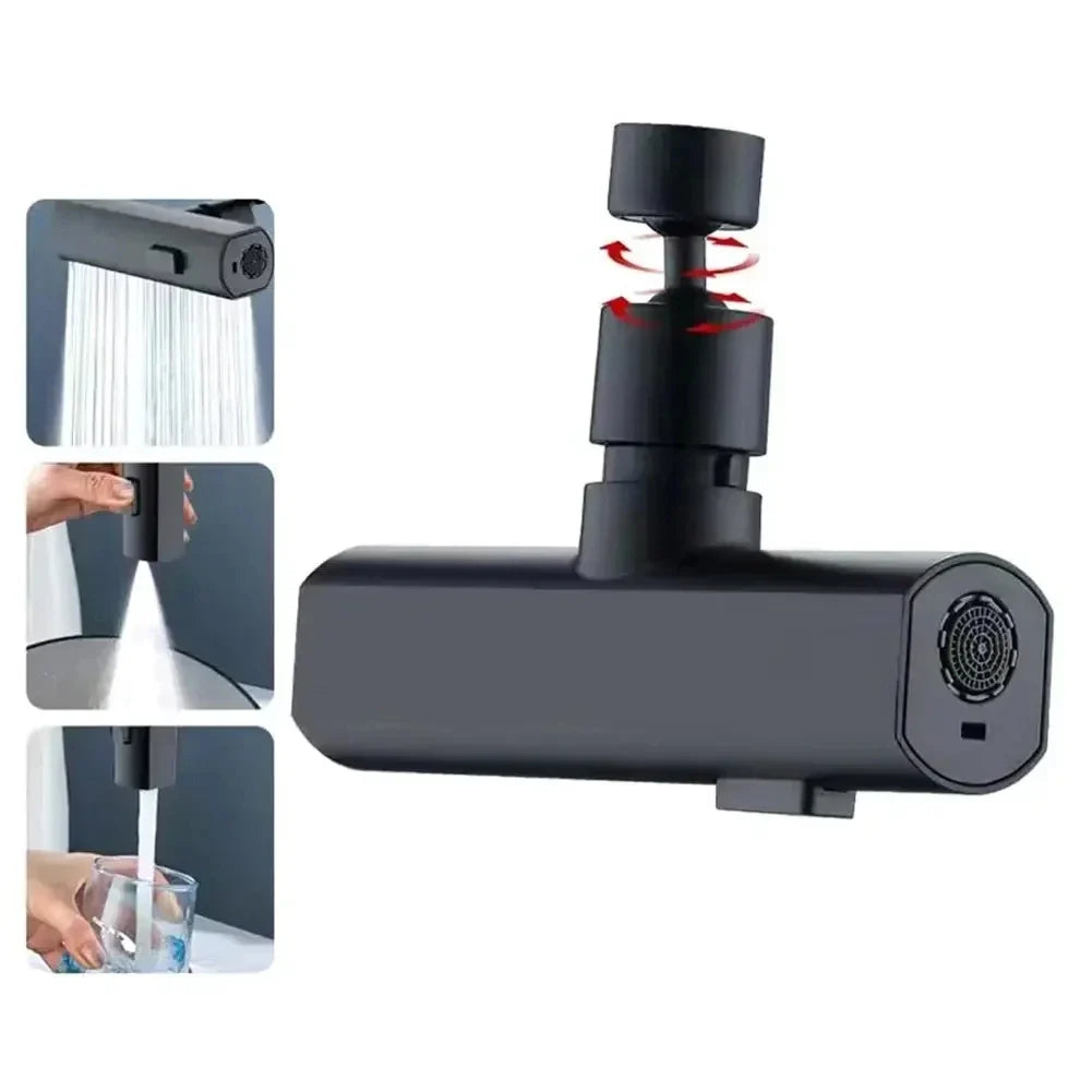 720° Swivel Waterfall Faucet Sprayer Head Filter Diffuser Faucet Diffuser Adapter Qme Black G1/2