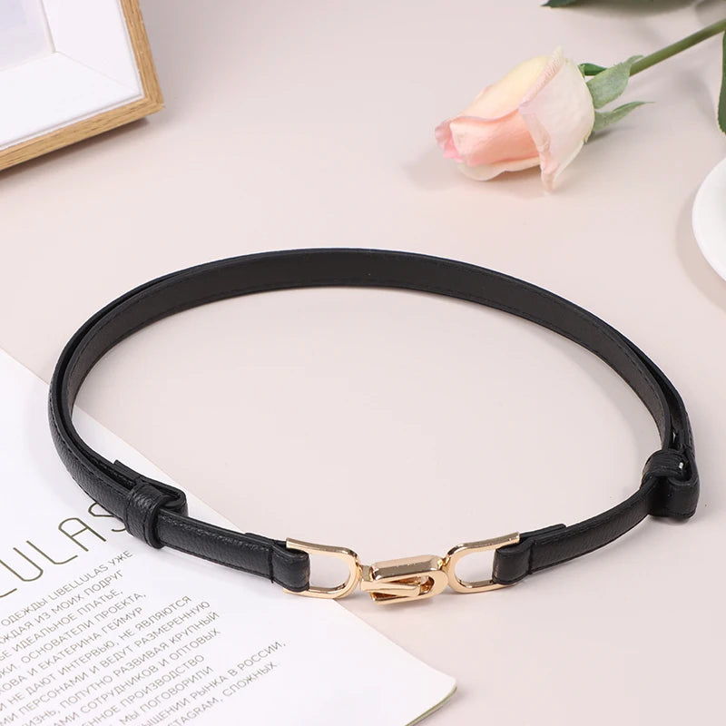 Women's PU Leather Corset Belt – Metal Buckle Waist Strap Women's Fashion Belt Qst Black