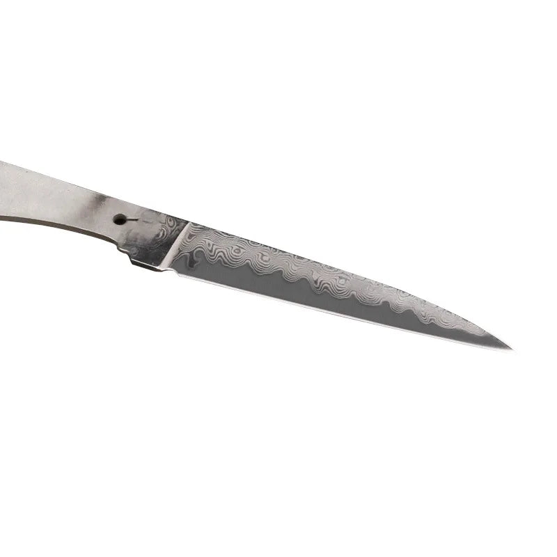 Damascus Steel Fixed Blade Knife Blank – DIY Camping & Hunting Knife Making Blank Qst
